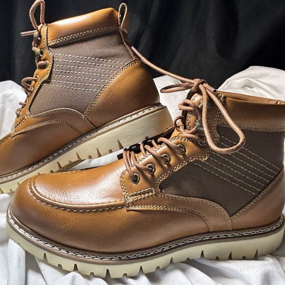 Steve Madden Men’s Brown Lace-Up Workwear Boots – Size 8M – Rugged Lug Sole - Picture 2 of 7